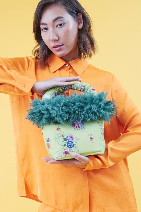 Floral Eco Faux Fur Bag