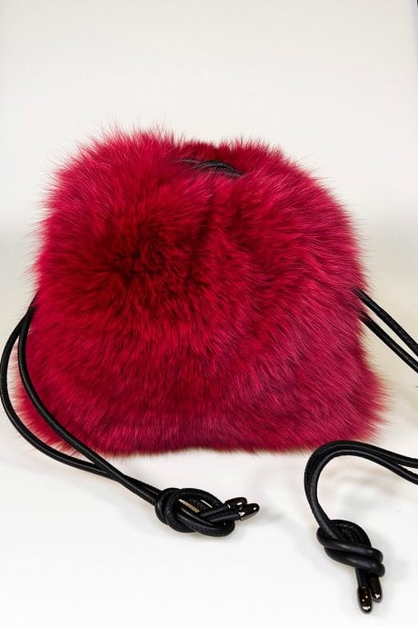 Fox Fur Drawstring Bag