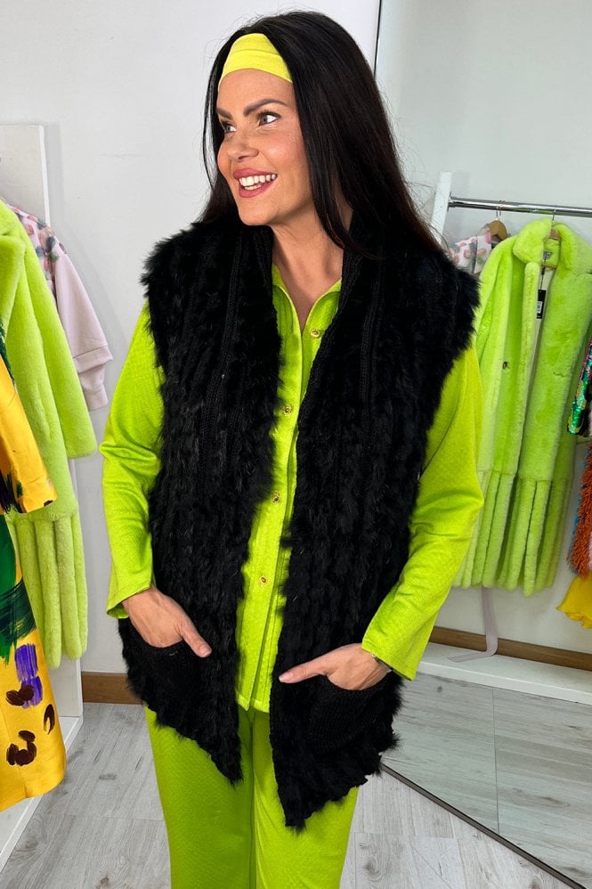 JAYLEY Fur Gilet With Belt