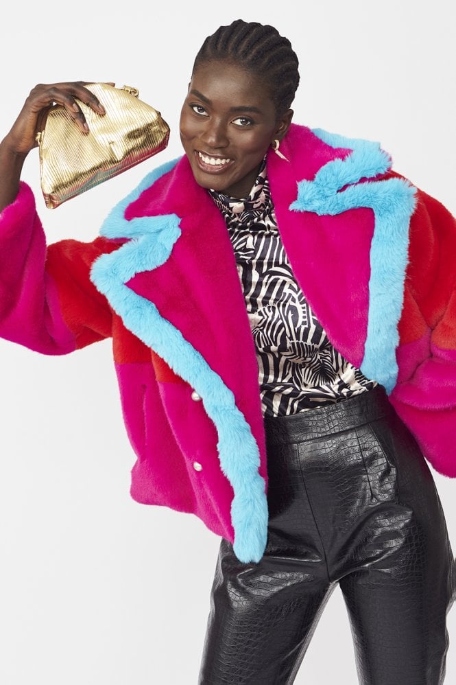 JAYLEY Gigi Patchwork Cropped Coat