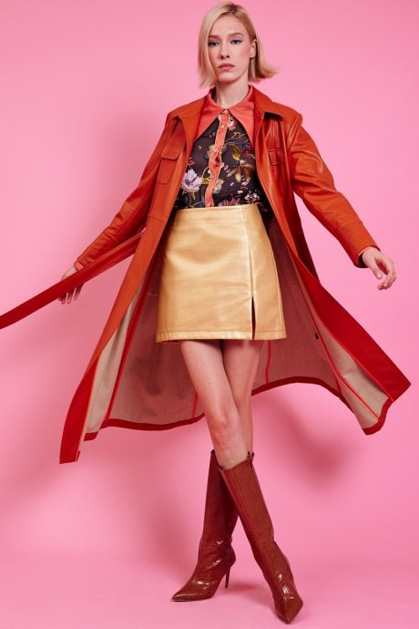 Gold Faux Leather Mini Skirt
