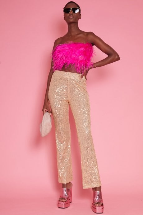 Gold Lightweight Sequin Trousers