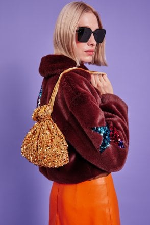 Gold Sequin Drawstring Bag