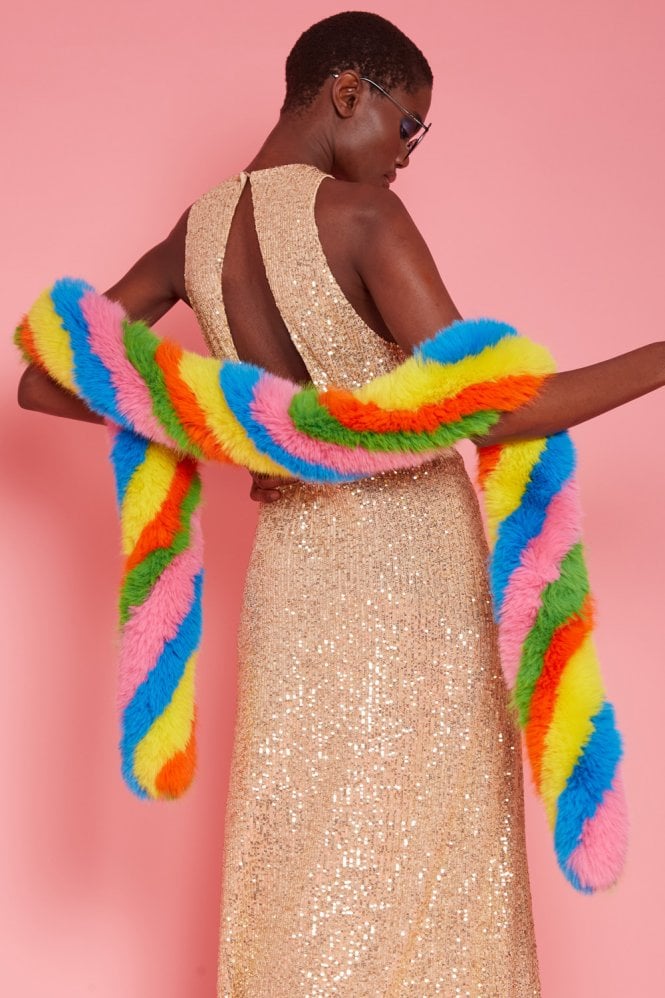 JAYLEY Gold Sequin Lightweight Maxi Dress