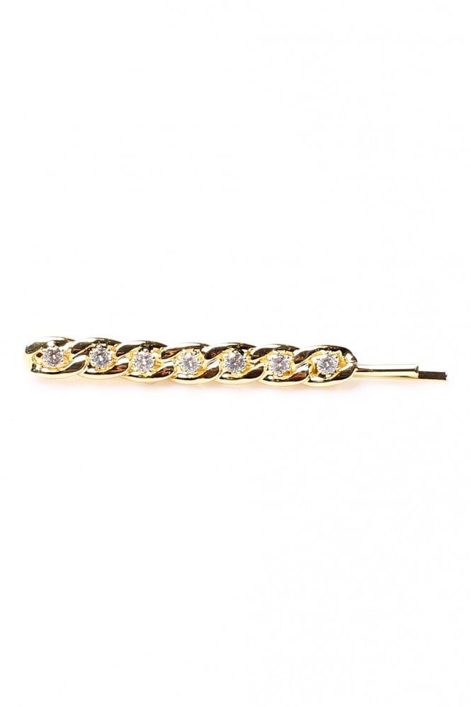 JAYLEY Gold Tone Chain Crystal Embellished Hair Slide