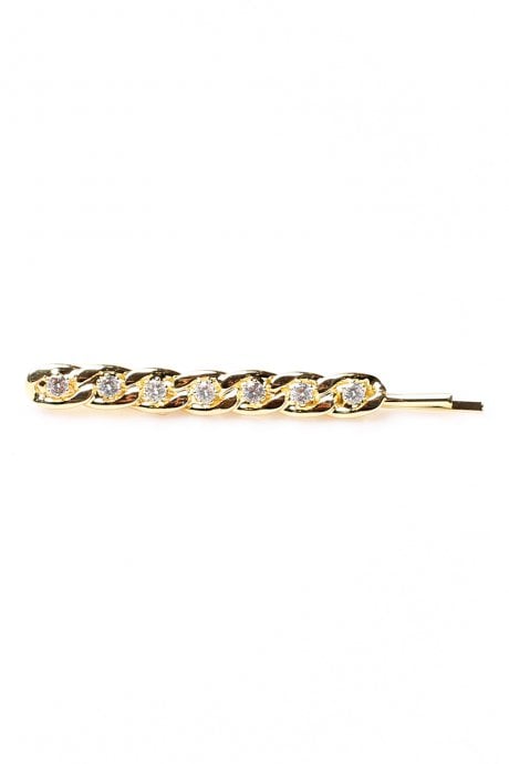 Gold Tone Chain Crystal Embellished Hair Slide