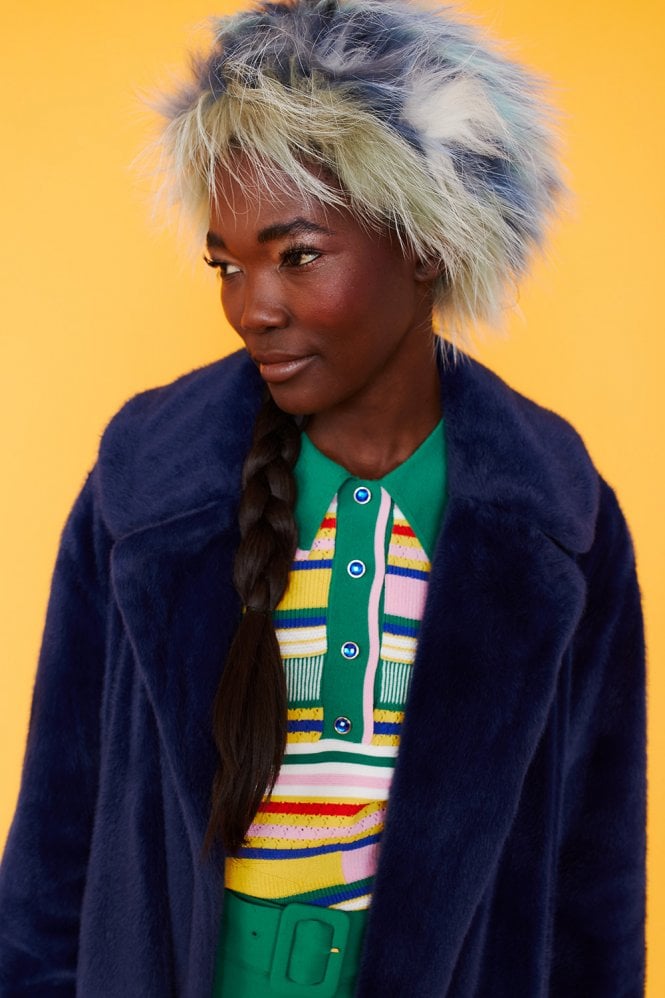 JAYLEY Green and Blue Fox Fur Headband