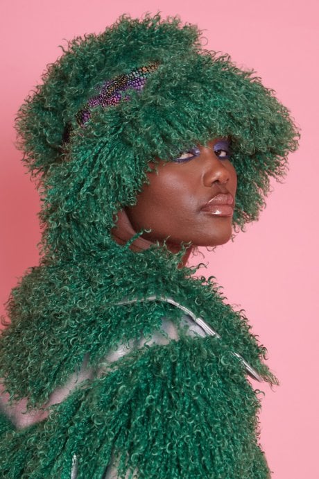 Green Bamboo Faux Mongolian Bucket Hat