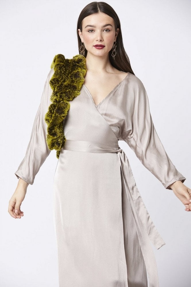JAYLEY Green Coney Fur Loop Scarf