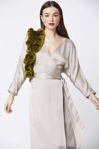 Green Coney Fur Loop Scarf