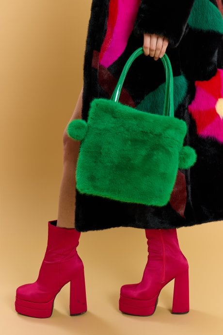 Green Faux Fur Bag