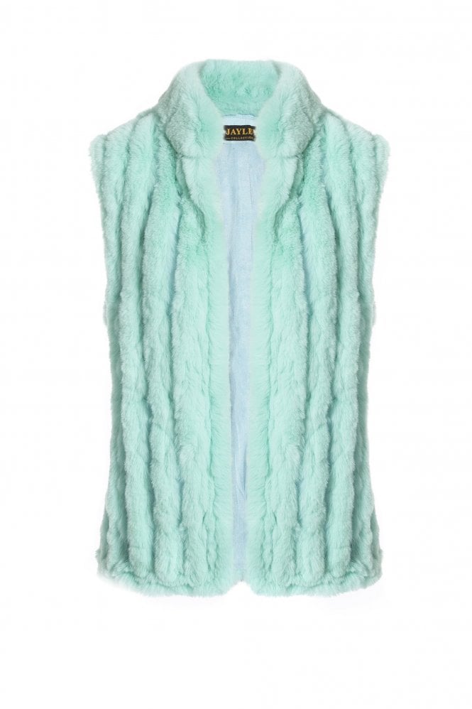 JAYLEY Green Faux Fur Gilet