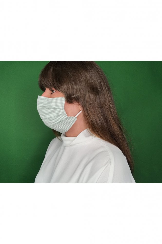 JAYLEY Green Gingham Check Cotton Fashion Face Mask