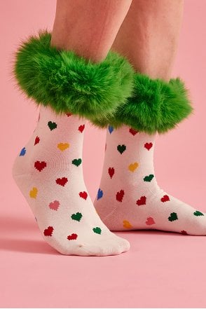 Green Love Heart Socks