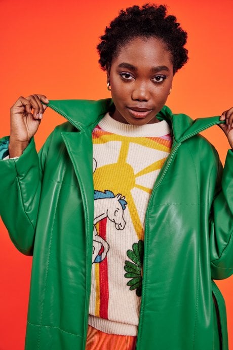 Green Maxi Eco Leather Puffer Coat