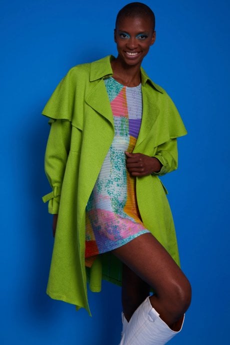 Green Midi Trench Coat