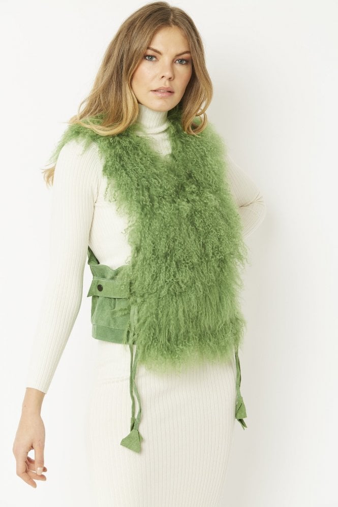JAYLEY Black Mongolian Fur and Suedette Vest