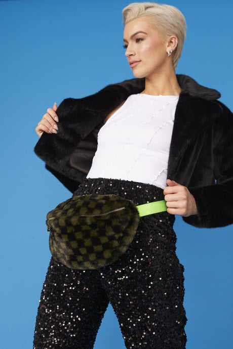 Green Multi Faux Fur Bum Bag