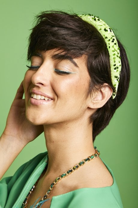 Green Padded Sequin Headband