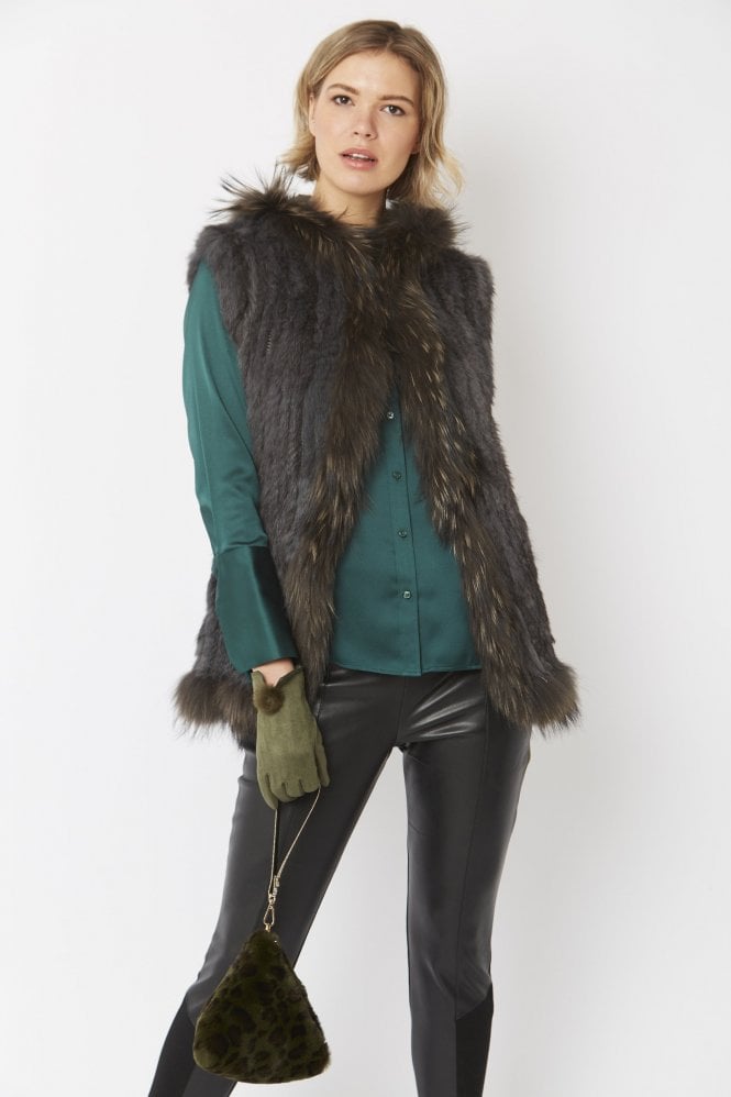 JAYLEY Green Pyramid Faux Fur Bag
