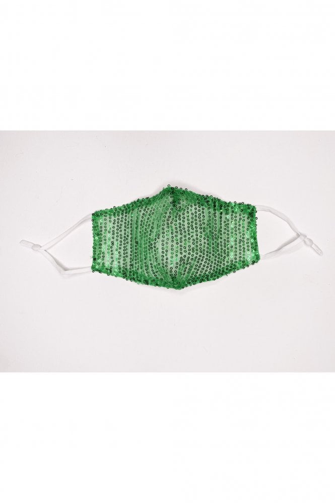 JAYLEY Green Sequinned Fashion Cotton Face Mask