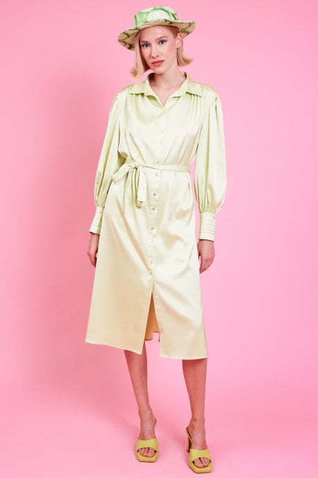 Green Silk Blend Maxi Wrap Dress