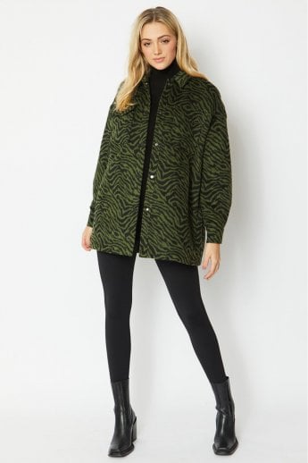 Green Zebra Print Oversize Jacket