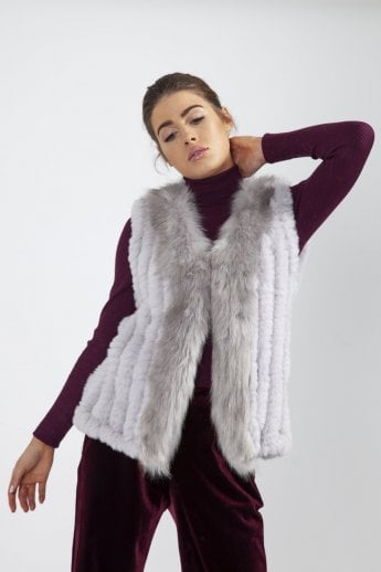 Grey Cashmere Blend Faux Fur Gilet | Waistcoat