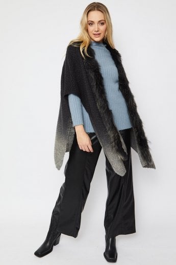 Grey Cashmere Blend Fox Fur Wrap