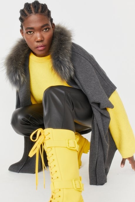 Grey Cashmere Hooded Fox Fur Cardigan