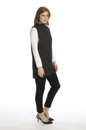 Grey Cashmere & Wool Blend Sleeveless Tunic