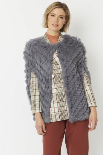 Grey Coney Fur and Faux Suede Cape