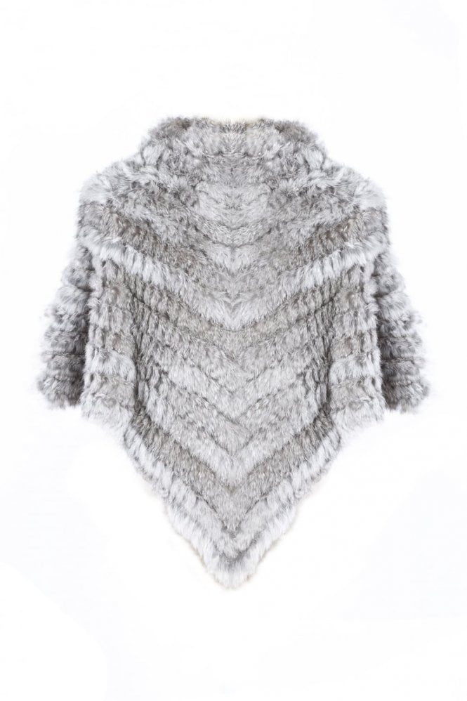 JAYLEY Grey Coney Fur Arctic Poncho