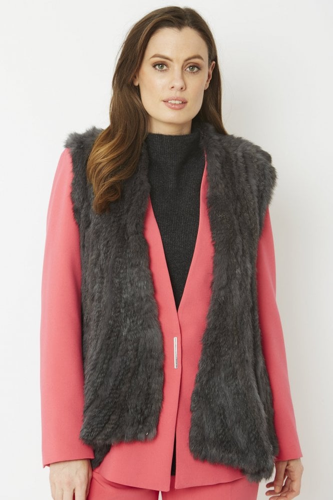 JAYLEY Grey Coney Fur Gilet