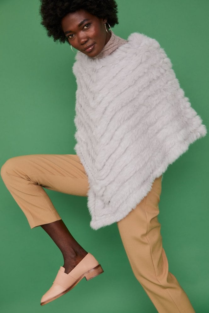 JAYLEY Grey Coney Fur Poncho