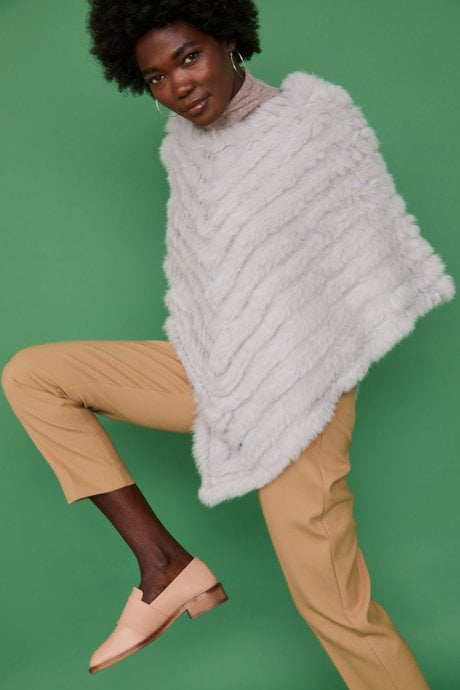 Grey Coney Fur Poncho