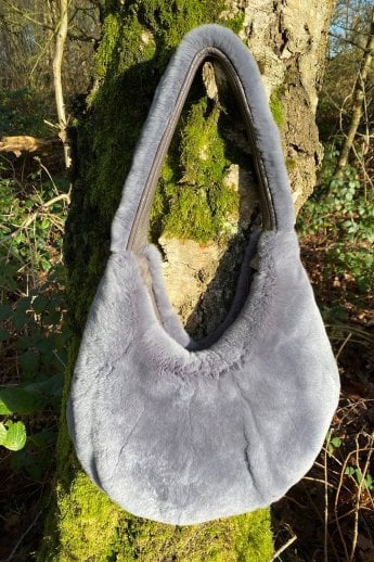 Grey Coney Fur Shoulder Bag