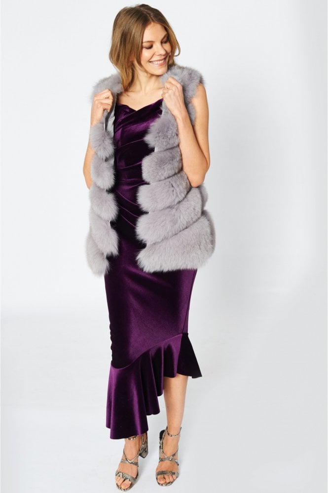 JAYLEY Grey Faith Fox Fur Gilet