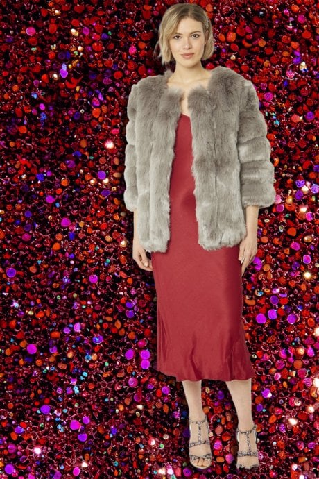 Grey Faux Fur Coat