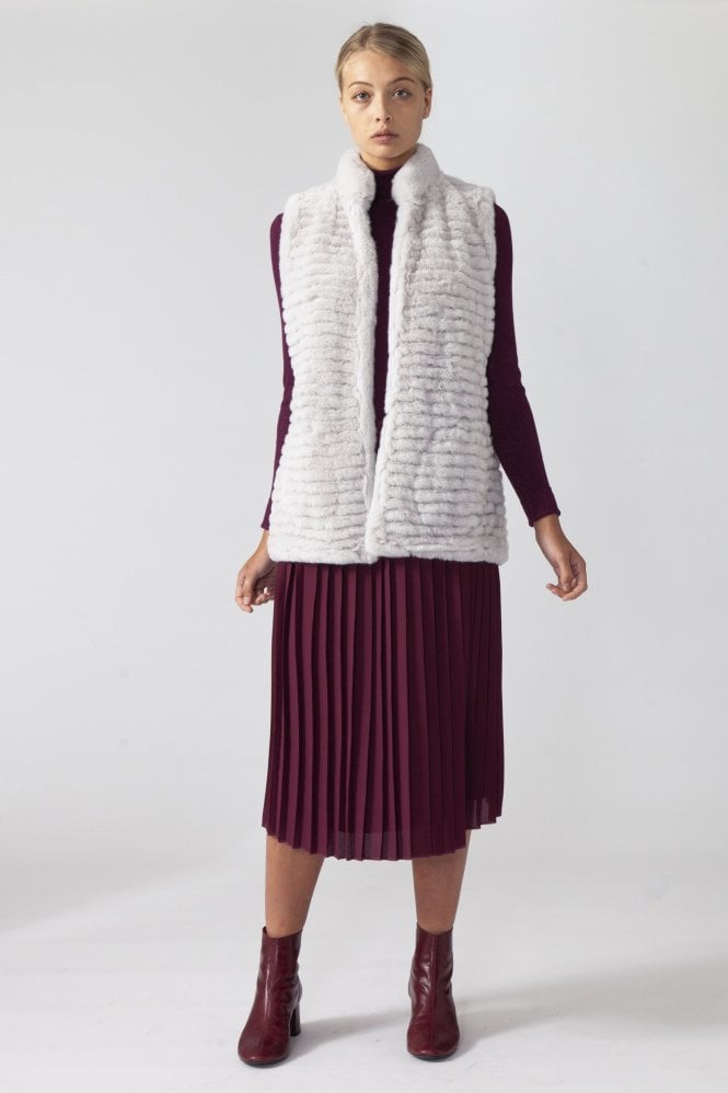 JAYLEY Grey Faux Fur Faux Suede Vest