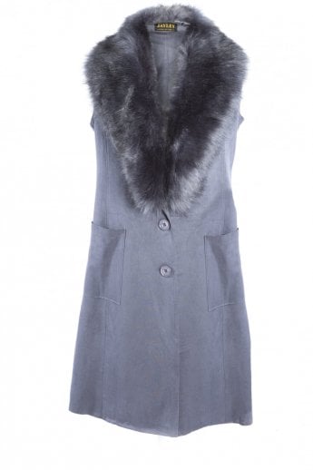 Grey Faux Fur Faux Suede Gilet | Waistcoat
