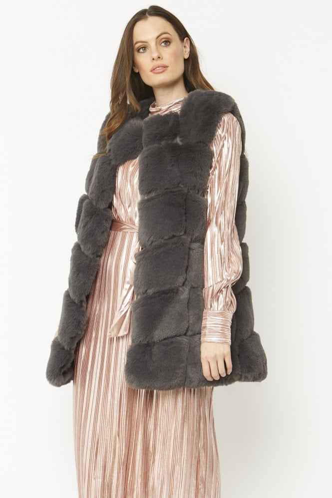 JAYLEY Grey Faux Fur Vest