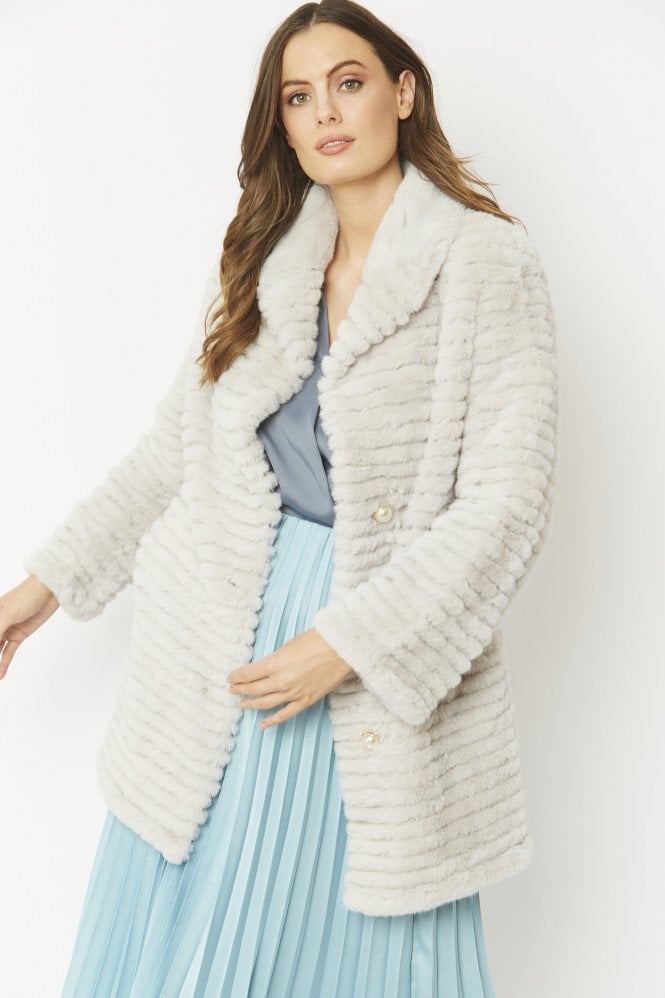 JAYLEY Grey Faux Fur Jacket