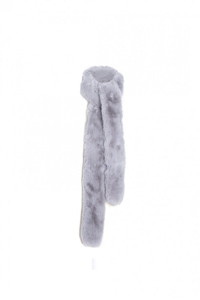 JAYLEY Grey Faux Fur Large Scarf