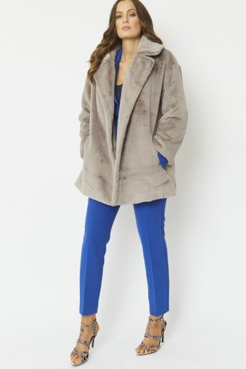 Grey Faux Fur Midi Coat