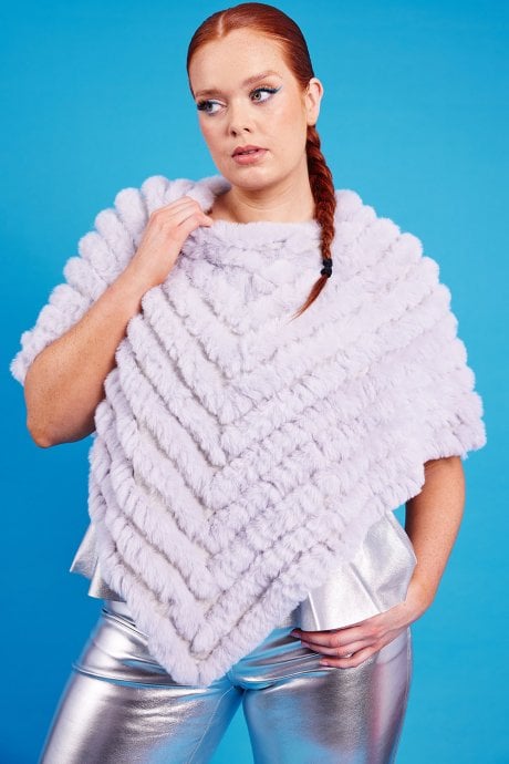 Grey Faux Fur Poncho