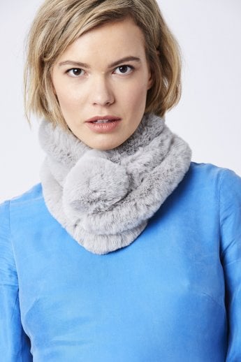 Grey Faux Fur Scarf