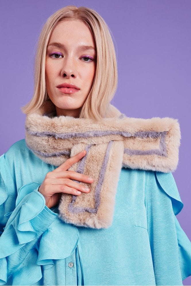 JAYLEY Grey Faux Fur Scarf