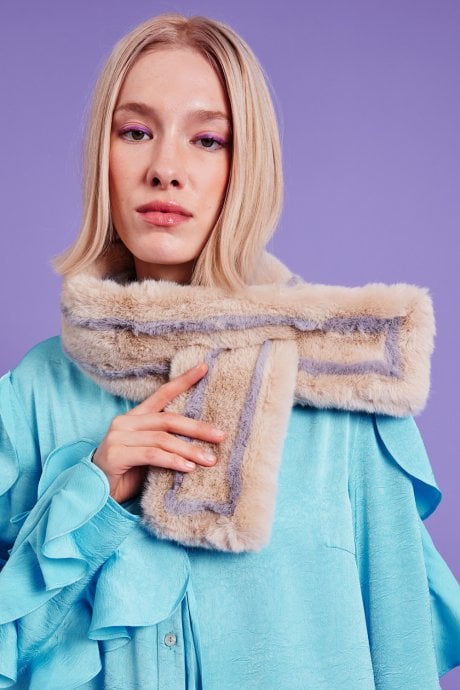 Grey Faux Fur Scarf