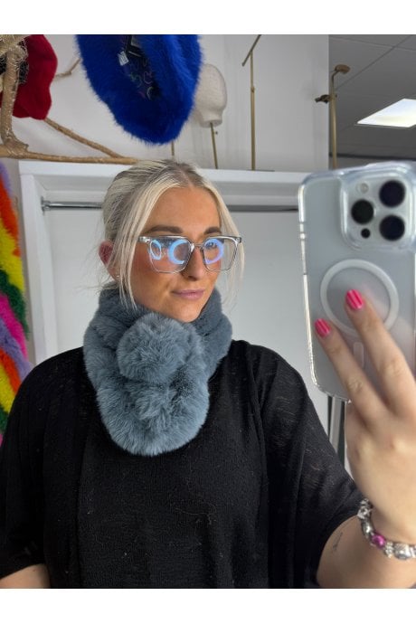Grey Faux Fur Scarf